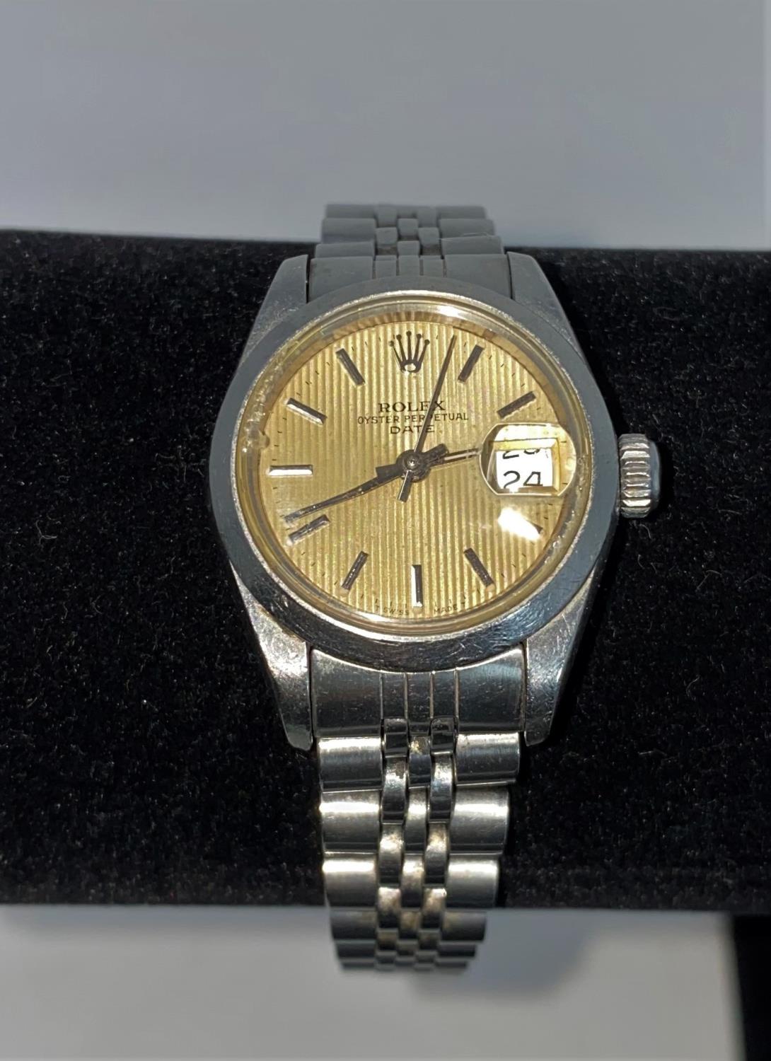 A lady's stainless steel Rolex Oyster precision date wristwatch with original box, paperwork and