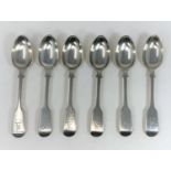 A set of 6 crested and monogrammed fiddle patterned tablespoons Exeter 1866 5oz