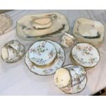 A Victorian floral and gilt part tea service, 28 pieces approx; a 1930's 9 piece fish service;