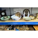 Three studio pottery bowls; a Victorian wash bowl; collectors items; a 'headsman's axe'; a gilt