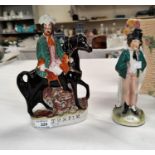 Two 19th century Staffordshire figures: "Dick Turpin", and "Gin & Water"