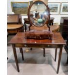 A late 19th century/early 20th century mahogany side/dressing table with free standing mirror