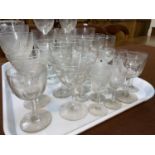 A selection of cut wine glasses; etc.
