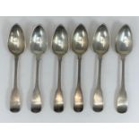 A set of 6 fiddle patterned hallmarked silver teaspoons Dublin 1813 3.5oz