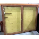 A large wall hanging collector's/display cabinet including 2 glazed doors 193cm x 222cm
