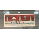 Alan Lowndes, ice cream cart with children, artist signed print, 26 x 62cm, framed and glazed