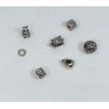 A selection of 6 silver Pandora charms