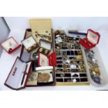 A large selection of gents cufflinks, boxed and loose; etc.