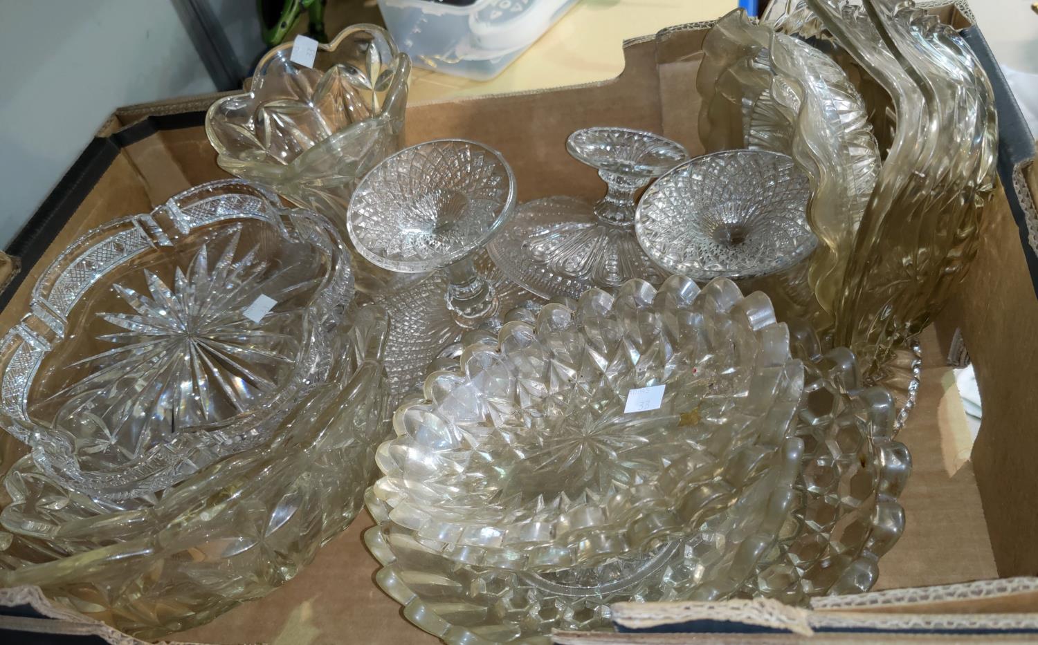 A quantity of cut and moulded glassware; 2 pieces of cut glass