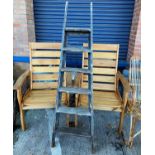Two pine armchairs; a stepladder (for display use only)