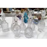 Eight various cut decanters