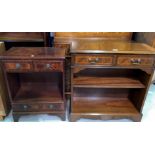 A reproduction mahogany dwarf bookcase; a similar smaller bookcase