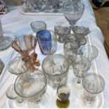Four Georgian cut glass pedestal salts; other collectable glassware