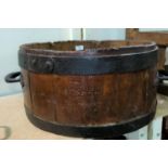A 19th century log bucket/barrelled grain bushel