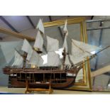 A display galley ship with open sides; other collectables