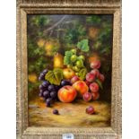 J F Smith: Still life of fruit, oil on board, signed, framed