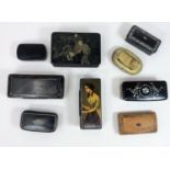 A collection of 9 19th century snuff boxes
