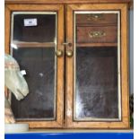 An Edwardian smokers cabinet with glazed double doors