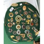 A collection of Scottish brooches, etc., mounted on 3 felt pads