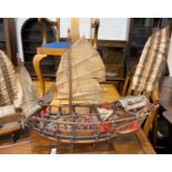 An early 20th century large scratch built Chinese 3 mast junk, 60cm and another single mast junk