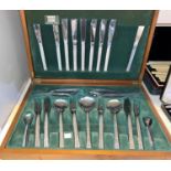 A 1970's set of stainless steel bark effect cutlery by Viner's, boxed