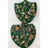 A collection of Scottish brooches, etc., mounted on 2 felt pads