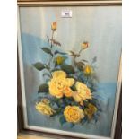 Richard H Fawkes: Yellow roses, watercolour, signed, framed and glazed; a similar picture