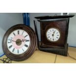 A 19th century 'Postman's Alarm' wall clock (no weight); a mantel clock