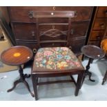 A Regency mahogany dining chair; 2 reproduction wine tables