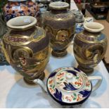 Two pairs of 20th century satsuma vases (one converted)