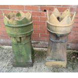 Two crown top chimney pots