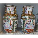 A pair of modern large Chinese vases in the famille verte style, height 37 cm