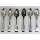 A set of 6 monogrammed fiddle patterned teaspoons Edinburgh 1846 4oz