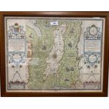 John Speed "Isle of Man" antique map, framed and glazed