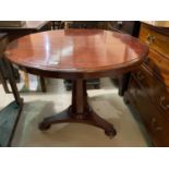 A Victorian mahogany occasional table with circular snap top, on octagonal tapering column,