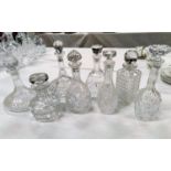 Eight various cut decanters