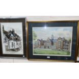 Albin Trowski "Stockport Grammar" artist signed Ltd Edition print framed and glazed; Pat Linnel