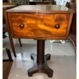 A 19th century mahogany bedside cabinet with drawer and cupboard; a 19th century occasional table