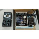 An ELECTRO-HARMONIX B9 Organ Machine effects pedal, boxed with poser supply, a NUX as-4 amp