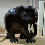 A large carved hardwood elephant