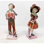 Two Royal Doulton figures: boy & girl as Pearly King & Queen, HN 2036 & HN 2035