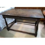 An early 20th century oak small table, refectory style, 132 x 80 cm