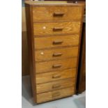 An Arts and Crafts style tall chest of 8 drawers height 123cm width 56cm