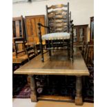 A 'Royal Oak' reproduction oak refectory table with turned legs and a set of 6 oak chairs with