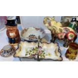 An early Carltonware floral dish in EPNS stand; a large Burlington Toby jug; a Tiptree elephant; a