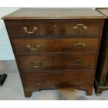 An 18th century 4 height chest of drawers with swan neck handles and bracket feet