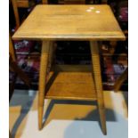 A mahogany period style occasional table with oval top; an Arts & Crafts table, 40 cm
