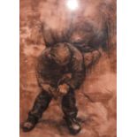 Shian Hartshorn "Clifford the Blacksmith" pencil drawing 28 x 81cm framed & glazed