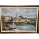 R Latham river landscape with village & church oil on canvass signed 50 x 75cm framed; J. Magson "