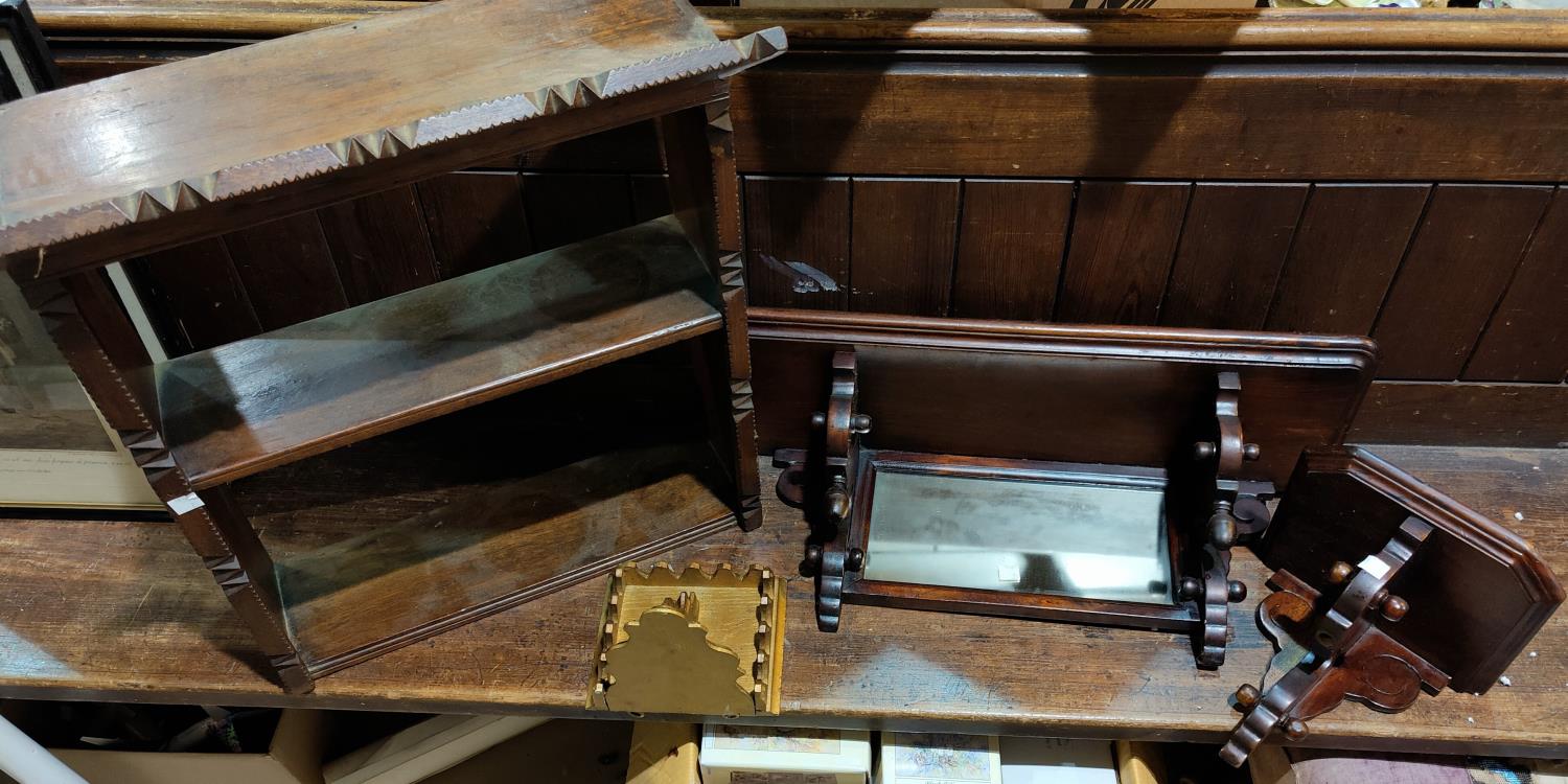 A selection various wooden wall shelves